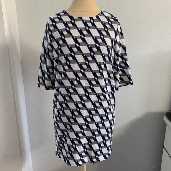 The Grey Navy & White Geometric Summer Dress - Picture 2 of 6